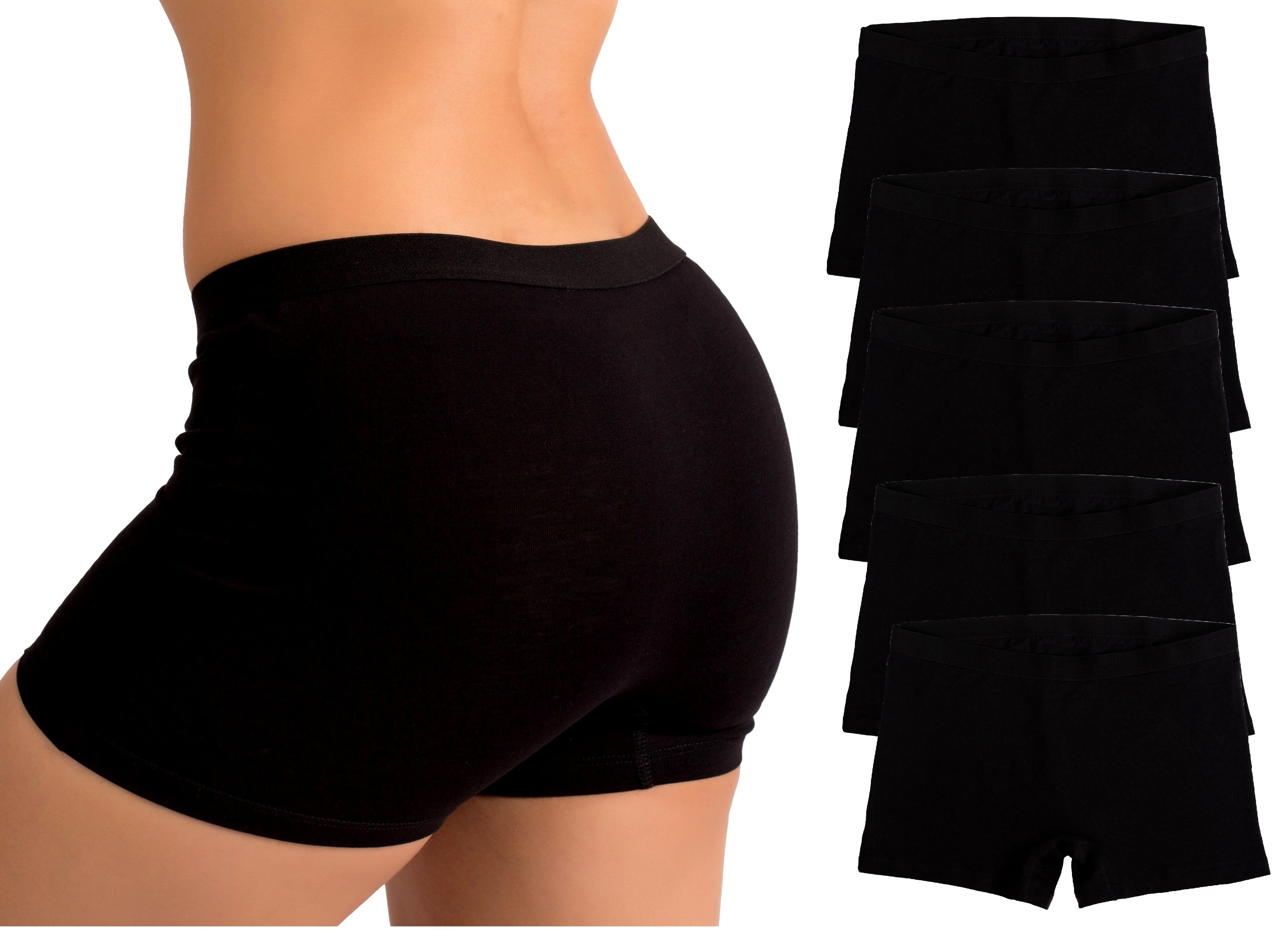   Essentials Women's Cotton Boyshort Underwear (Available  in Plus Size), Pack of 5, Black, XX-Small : Clothing, Shoes & Jewelry
